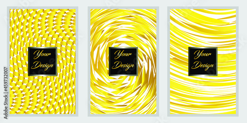 Cover design set with golden abstract pattern. vector backdrop for brochure, flyer, restaurant menu, wedding cards, invitations, booklet,  and brochure template