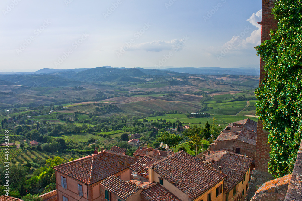 Montepulciano in Tuscany, Old city panoramic view, Tuscany countryside landscape, Italy, Europe