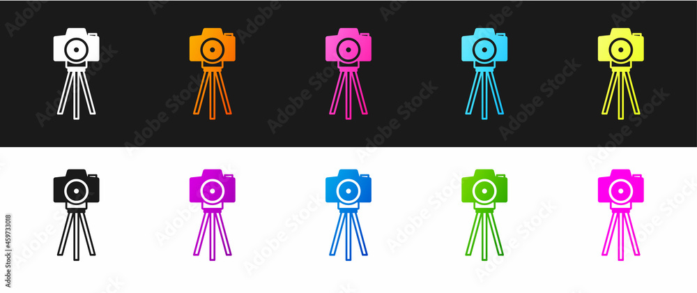 Set Photo camera icon isolated on black and white background. Foto camera. Digital photography. Vector Set Photo camera icon isolated on black and white background. Foto camera. Digital photography. Vector
