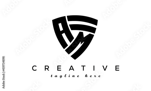 Shield letters AM creative logo