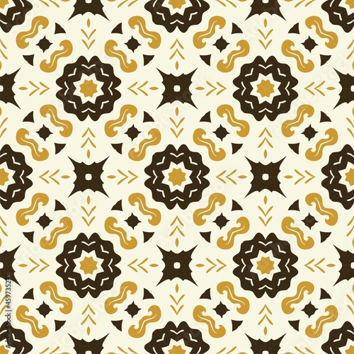 Three colors pattern ornament background. Ethnic seamless ready for print