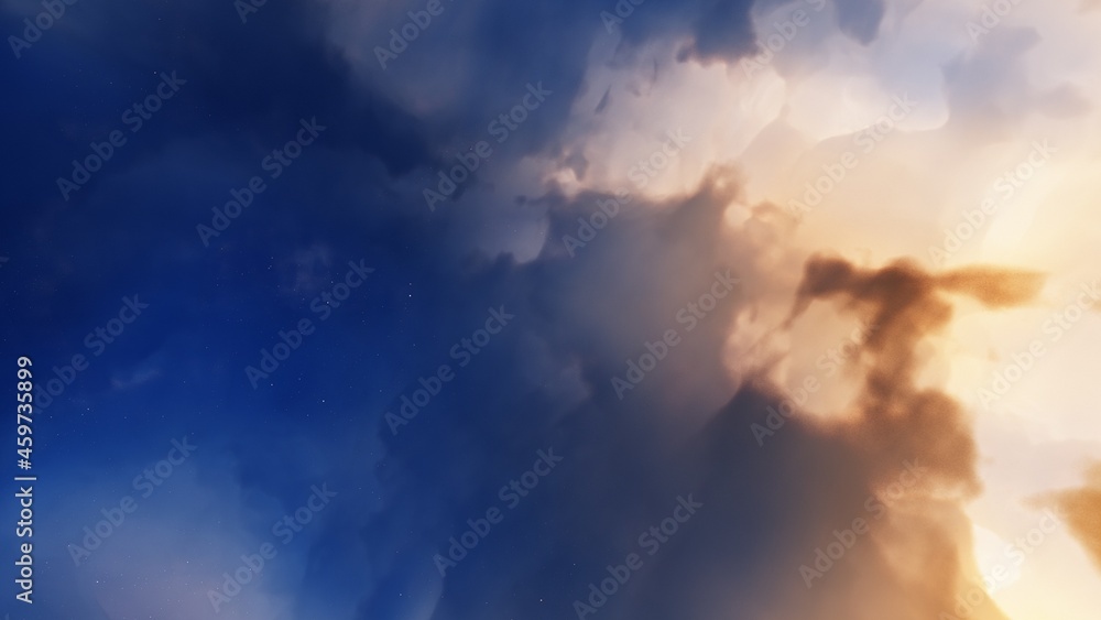Obraz premium Science fiction wallpaper, colorful gas cloud, nebula in space 3d illustration