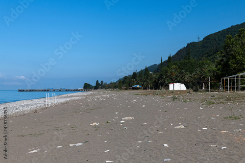 Empty beach in Gagra city in Abkhazia