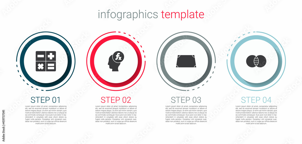 Set Calculator, Function mathematical symbol, Acute trapezoid shape and Mathematics sets and B. Business infographic template. Vector Set Calculator, Function mathematical symbol, Acute trapezoid shape and Mathematics sets and B. Business infographic template. Vector