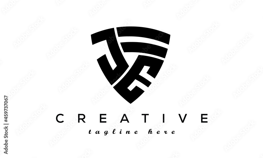 Shield letters JE creative logo Shield letters JE creative logo