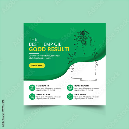 Hemp or cbd oil product social media post banner and web banner and square flyer design	