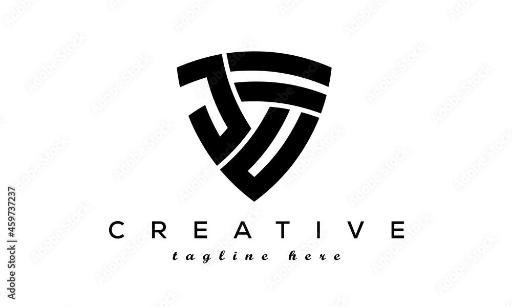 Shield letters JU creative logo Shield letters JU creative logo
