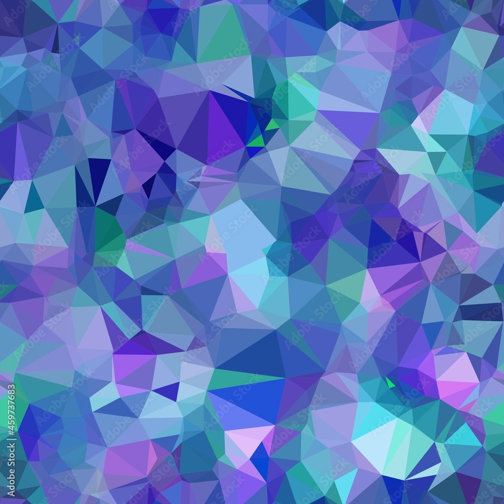 Seamless iridescent triangle pattern for surface pattern print. High quality illustration. Blue and purple holographic vivid trendy swatch. Funky contemporary graphic tile for background or textile.