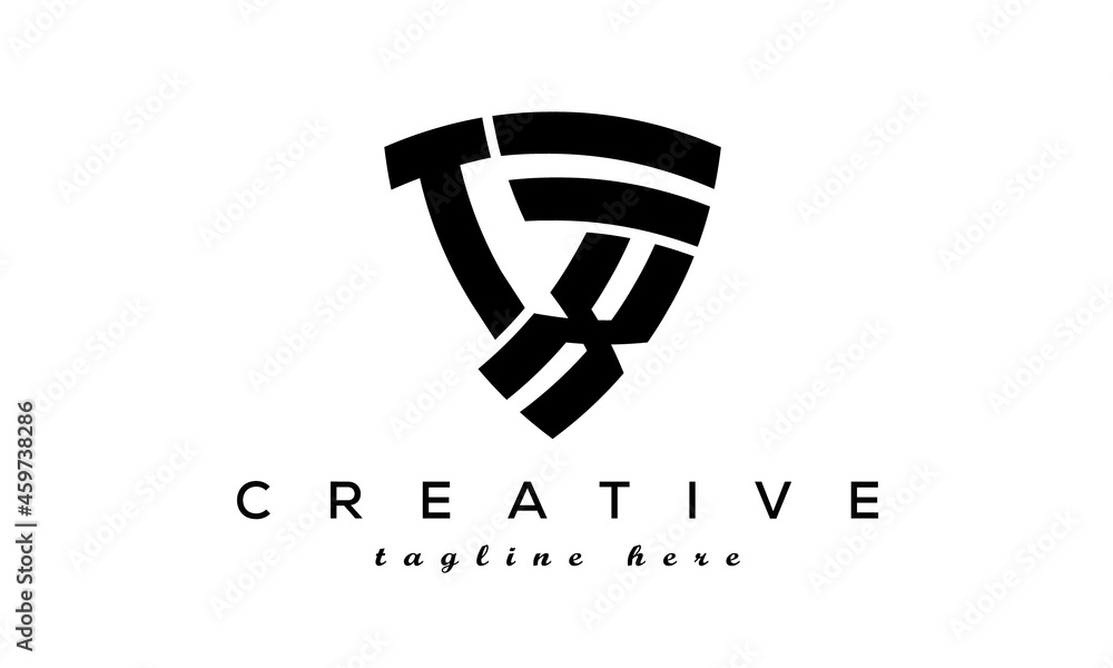Shield letters TX creative logo Shield letters TX creative logo