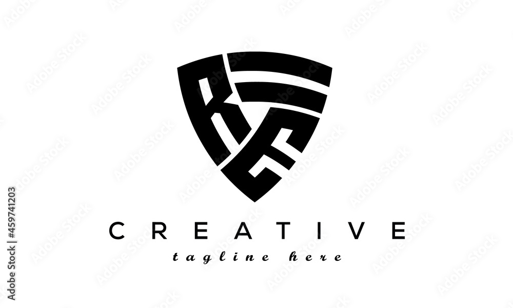 Shield letters RE creative logo Shield letters RE creative logo