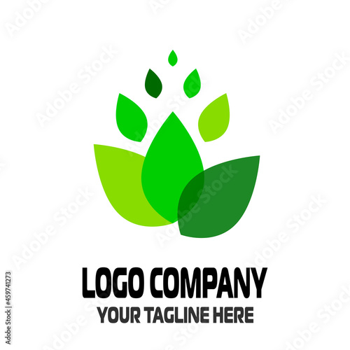 Abstract green logo icon of green leaves for your company. Eco, ecology, purity and naturalness symbol
