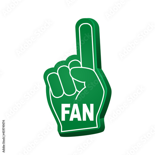 an foam finger. Hands up with glove with inscription  © budolga