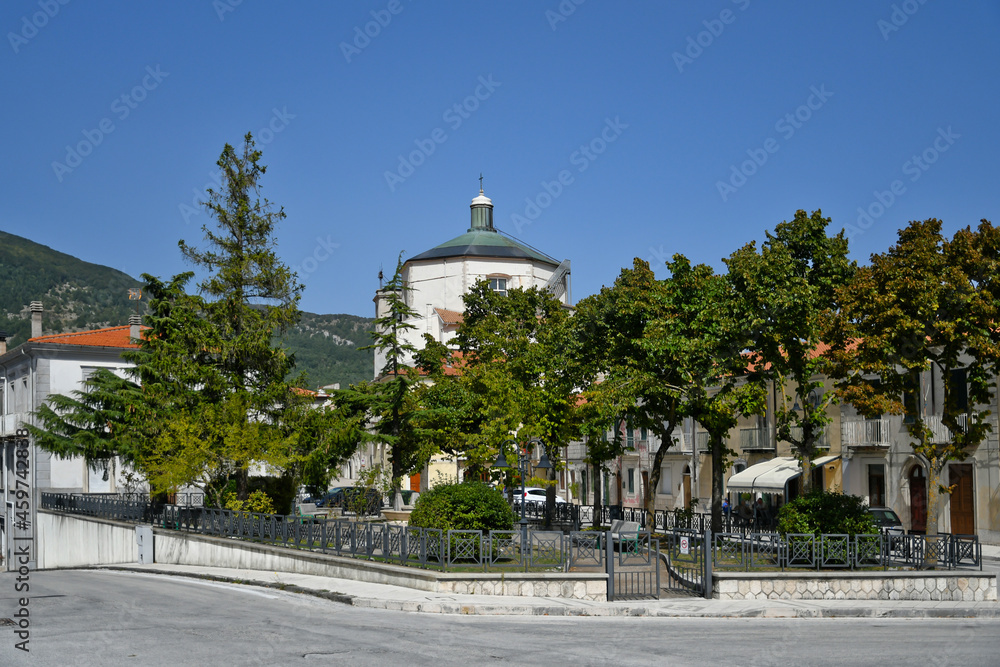 A central square of Sessano del Molise, a medieval town of Isernia province, Italy.