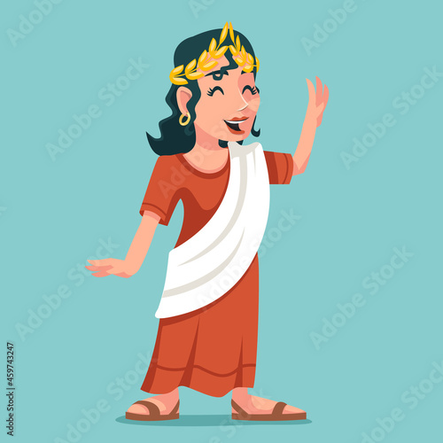 Greek woman roman female retro vintage cartoon character design vector illustration