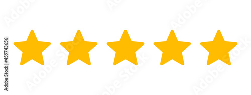 Star icon vector. Five stars rating icon vector. Gold rating stars. Vector illustration