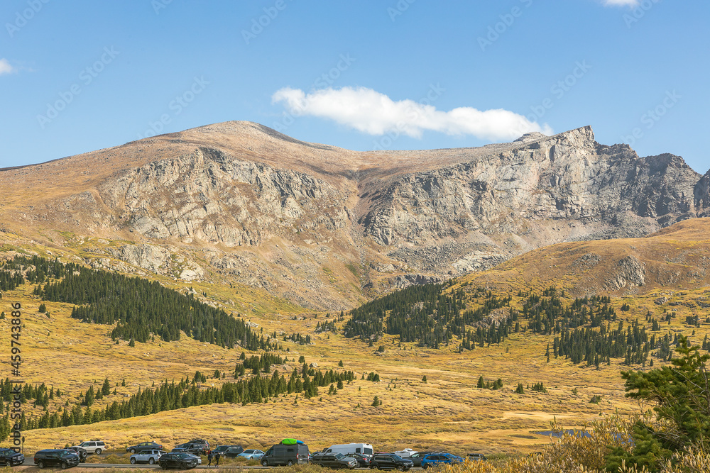 Panoramic view of Mount Bierstadt at Guanella pass in Colorado