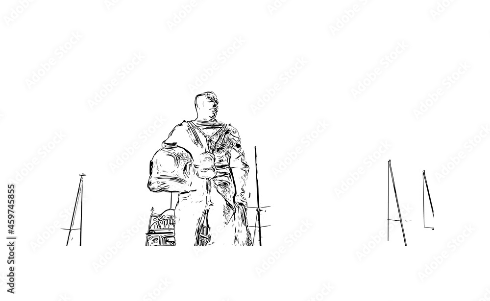 Obraz premium Building view with landmark of Kos is the island in Aegean Sea. Hand drawn sketch illustration in vector.