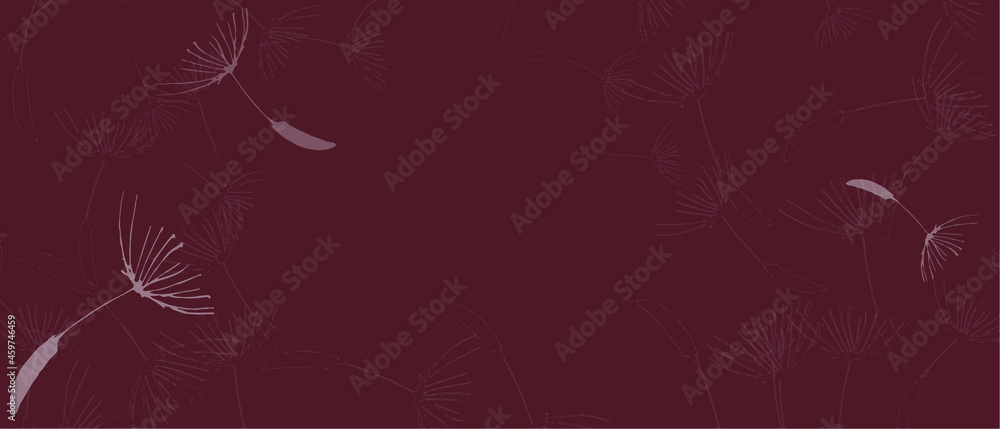 Soft Dandelion Seeds on dark background. Digital Illustration for prints, wall art, cover and invitation cards. Editable vector. Soft Dandelion Seeds on dark background. Digital Illustration for prints, wall art, cover and invitation cards. Editable vector.