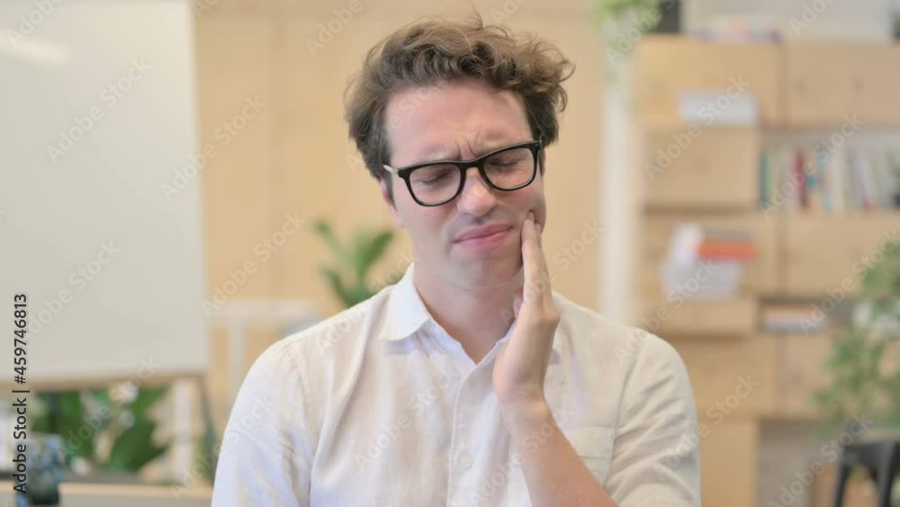 Portrait of Young Man having Toothache, Cavity Portrait of Young Man having Toothache, Cavity