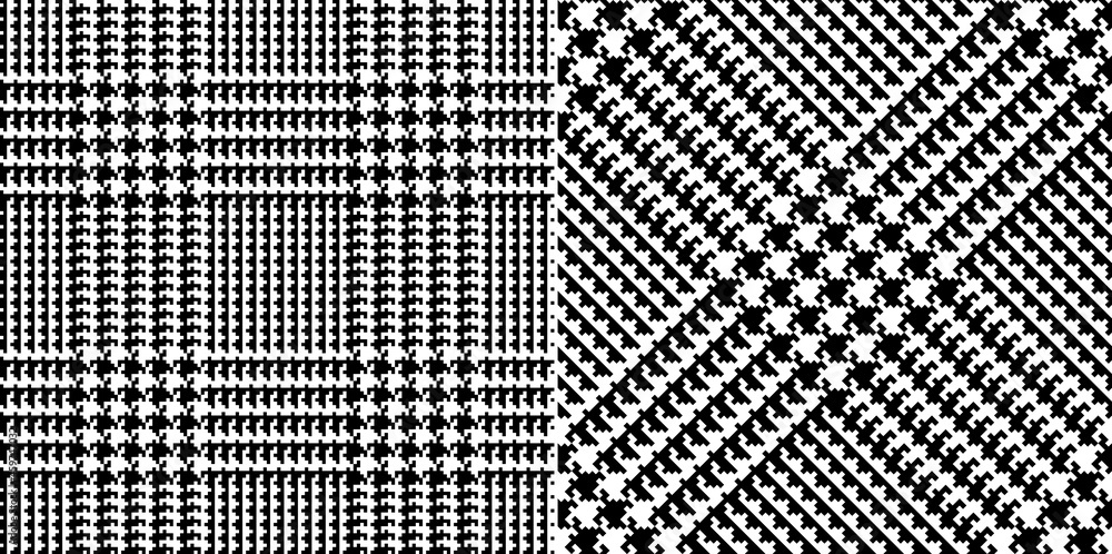 Glen plaid pattern in black and white. Seamless herringbone tweed tartan vector background graphic for jacket, coat, scarf, trousers, skirt, other modern spring autumn winter fashion textile print.