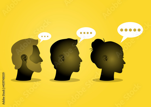Rumor spread or colleague gossip information concept