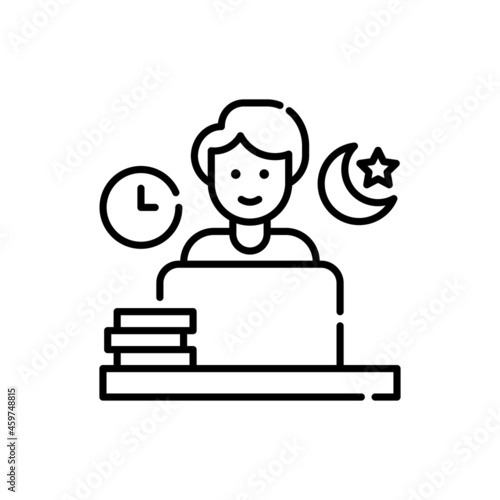 Work Hand vector outline icon style illustration. EPS 10 file