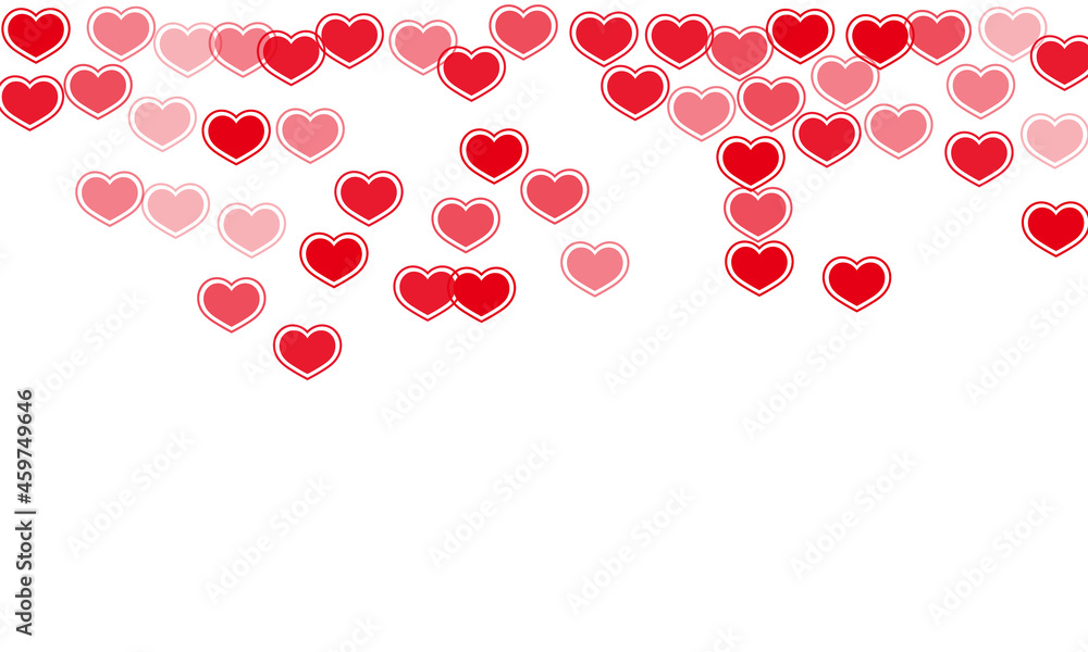 Fototapeta premium Beautiful red hearts falling vector illustration.