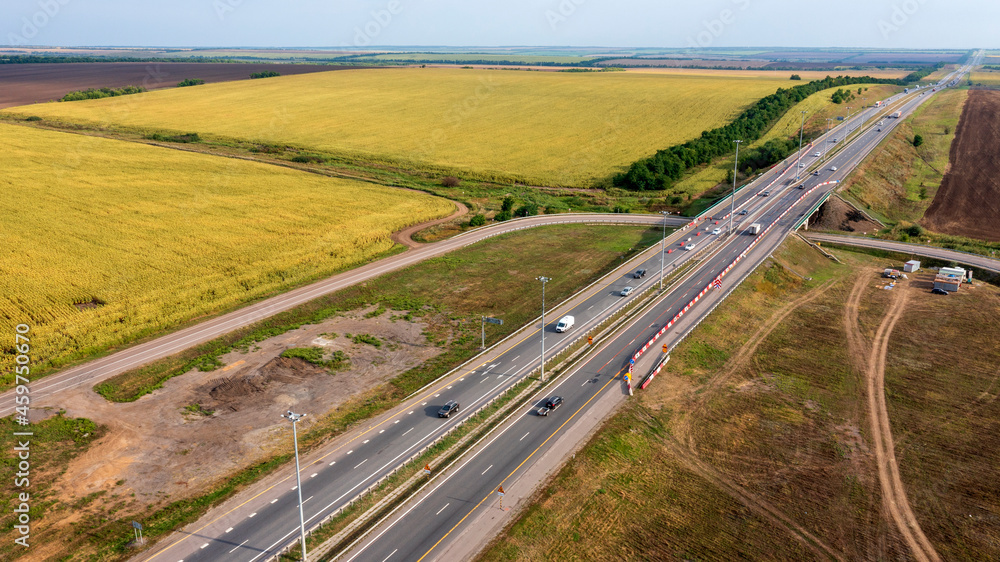 High-speed highway, toll road, aerial view, Moscow-Sochi highway, Don-M4 highway