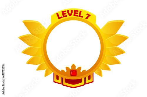 Gold game avatar, round royal frame level up template.