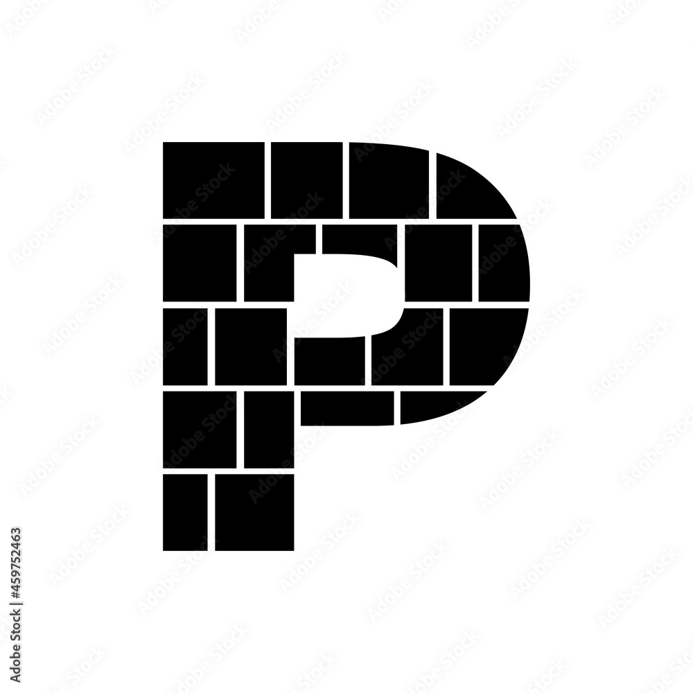 Letter P mask area. Alphabet-letter photo collage frames template ...