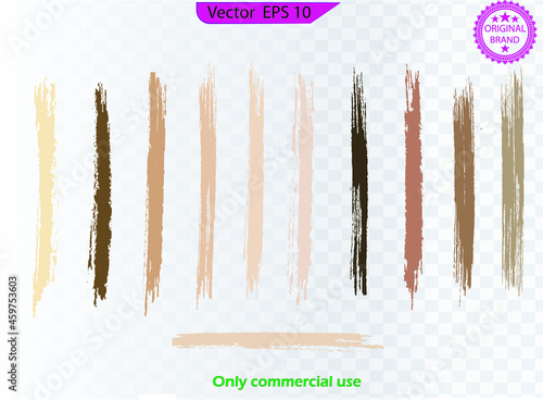 Human skin tone color palette set.  Abstract concept person face, body complexion graphic element for cosmetics. Brush stroke element design. 