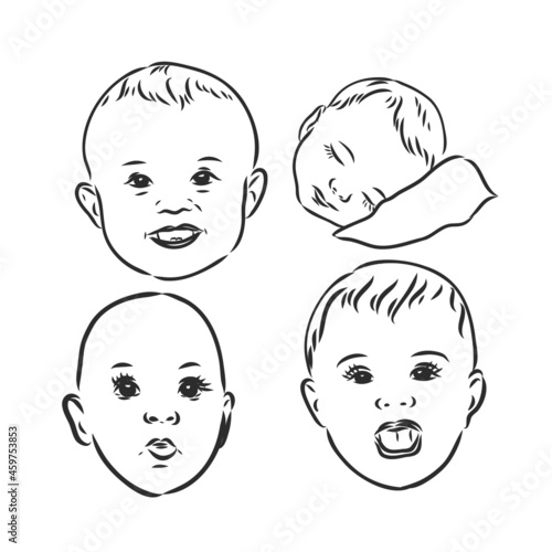 babbie. set of vector sketches on grey background