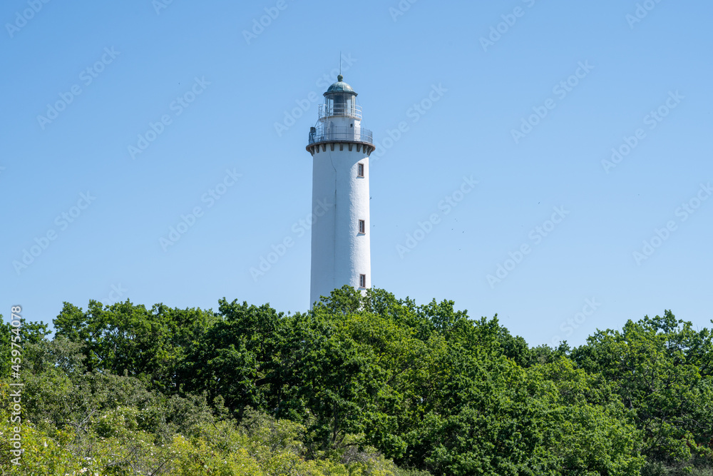 The lighthouse Tall Erik at the northern tip of the Baltic Island of Oland. Blue sky in the background