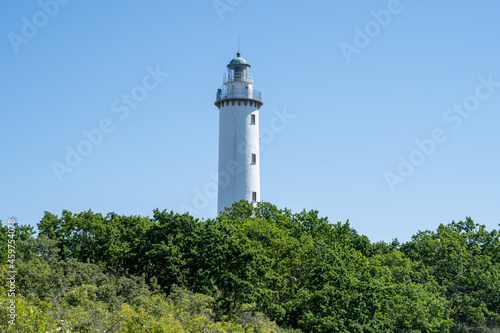 The lighthouse Tall Erik at the northern tip of the Baltic Island of Oland. Blue sky in the background