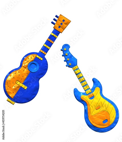 Bright, cheerful plasticine, Children's guitars for joy