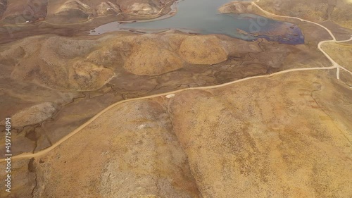 Mountain lake autumn color shot on a drone in Turkey photo