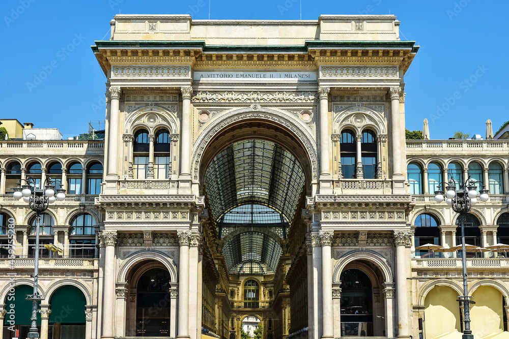 entrance to the Victor Emmanuel II gallery in Milan, Italy 
