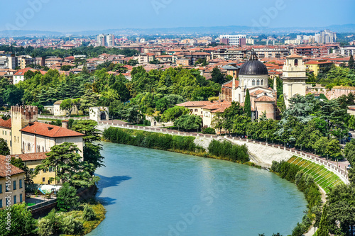 beautiful view of the river and Verona, Italy