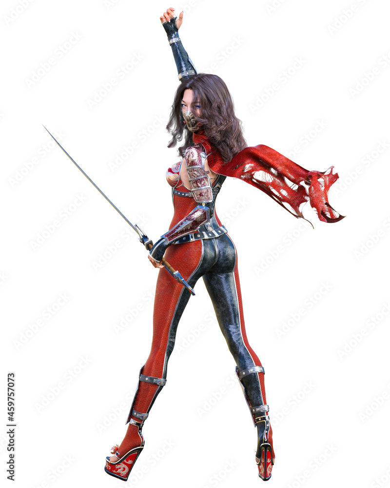 3D japanese assassin woman render. 3D japanese assassin woman render.