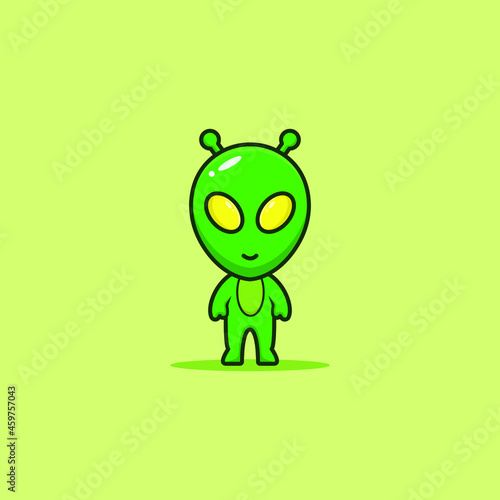 Kawaii alien with flat exspression