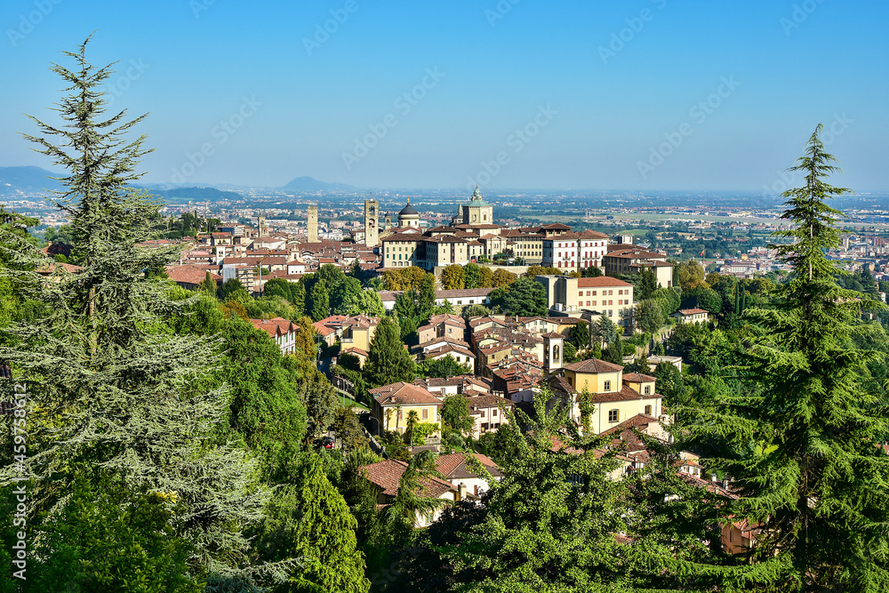 Lower town (Citta Bassa) of Bergamo in Italy, beautiful architecture