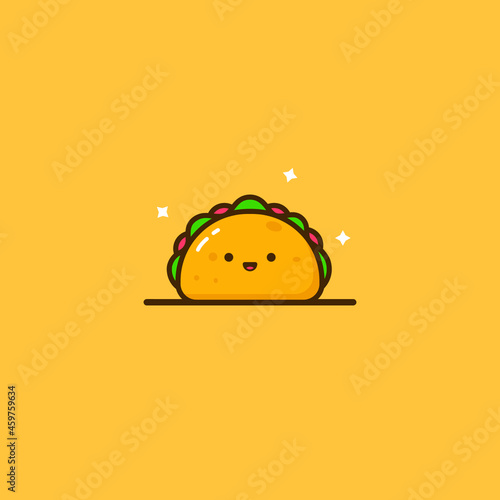 Kawaii fast food cute taco illustration