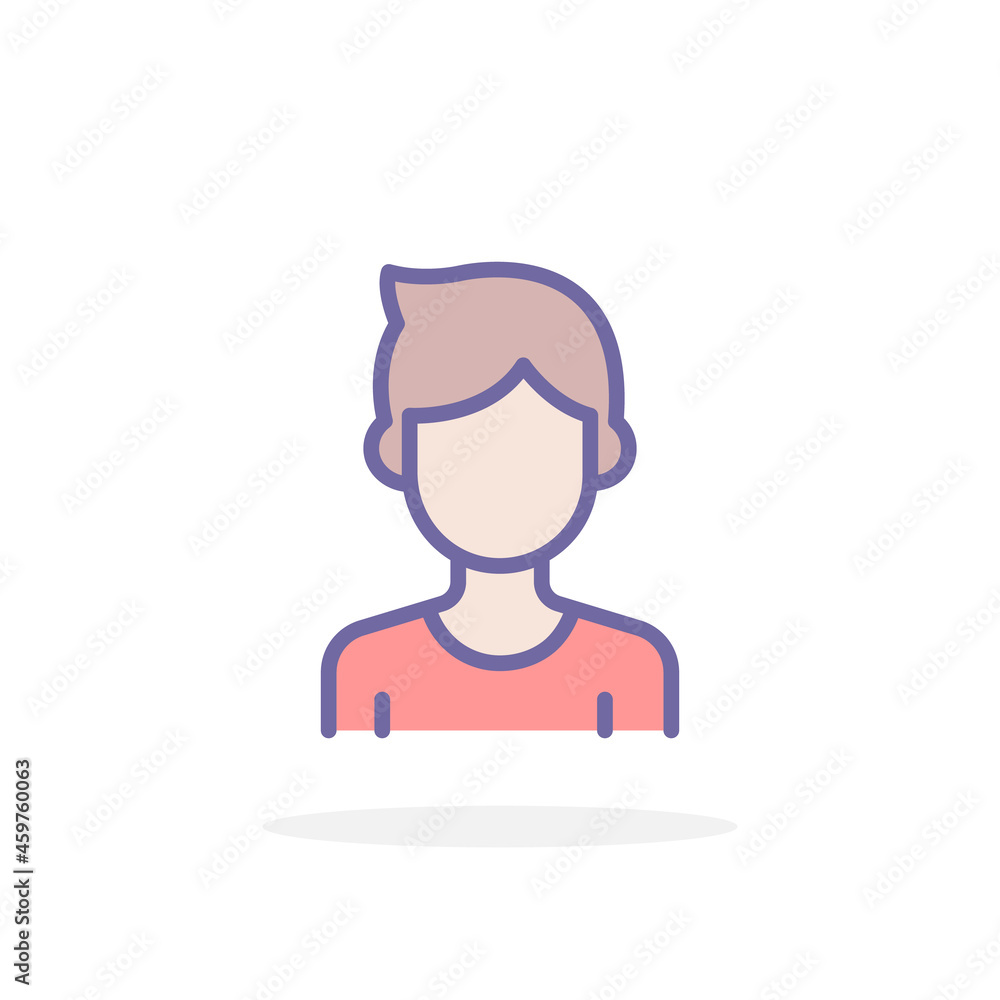Boy icon in filled outline style. Boy icon in filled outline style.