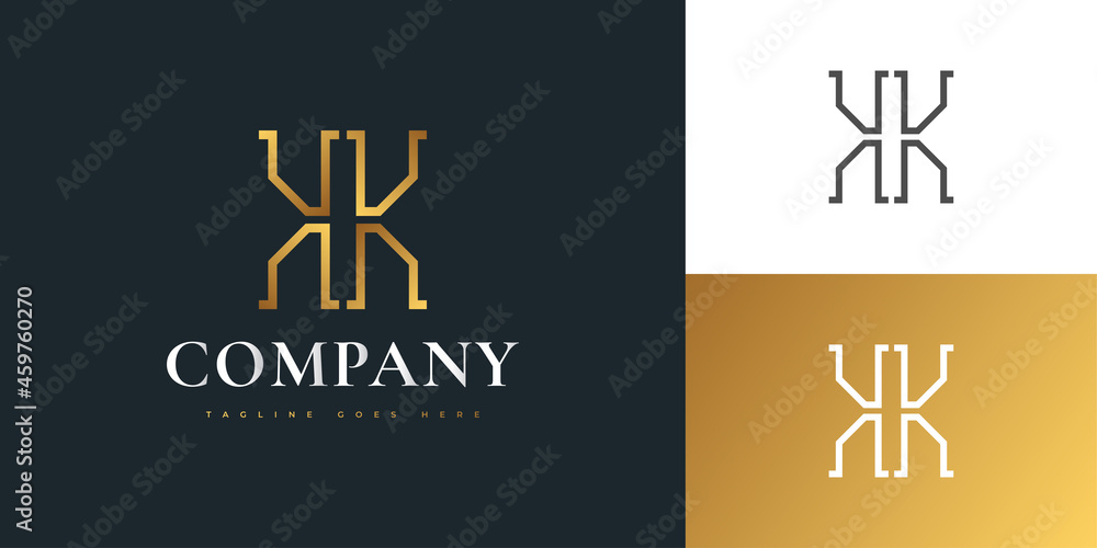 Elegant Initial Letter KK Logo Design in Golden Gradient. Letter K Logo Design. Graphic Alphabet Symbol for Corporate Business Identity