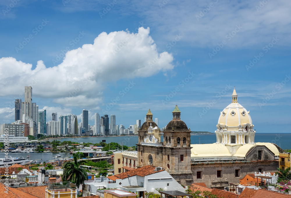Panoramic view of Cartagena de Indias skyline in Colombia
