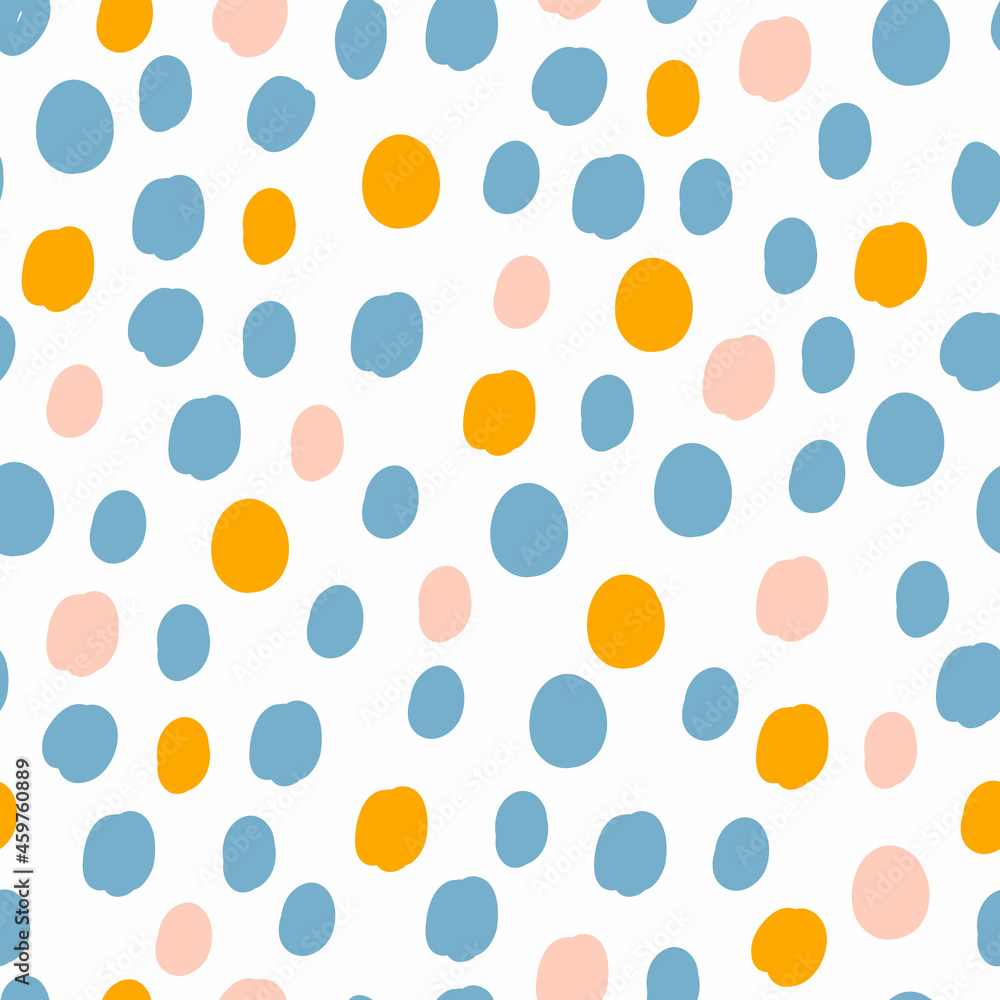 Vector abstract cute hand drawn seamless pattern with a irregular dots on a white background. Pastel baby texture ideal for fabric, wallpaper, wrapping paper, card, layout. Delicate children's print. Vector abstract cute hand drawn seamless pattern with a irregular dots on a white background. Pastel baby texture ideal for fabric, wallpaper, wrapping paper, card, layout. Delicate children's print.