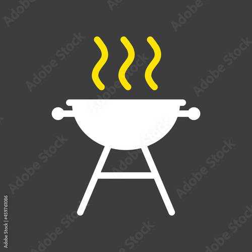 Grill BBQ cookout vector icon on dark background