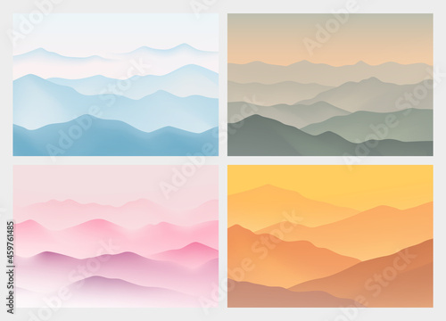 Landscape with mountains. Abstract background with modern gradient colors. 