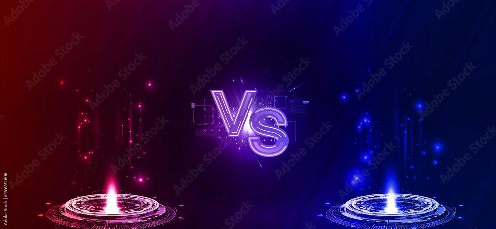 Futuristic Hi tech VS Versus Battle Banner With Circle Hologram 