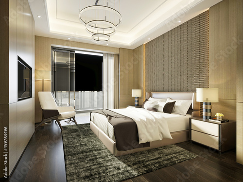 3d render of hotel room